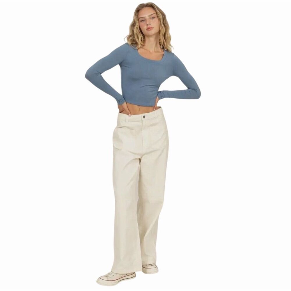 Double‎ Zero Women’s Beige High-Waisted Wide-Leg Pants - Picture 5 of 5